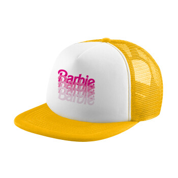 Barbie repeat, Καπέλο παιδικό Soft Trucker με Δίχτυ Κίτρινο/White 
