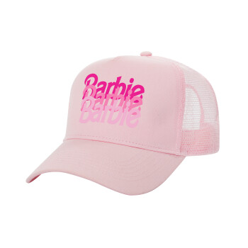 Barbie repeat, Καπέλο Παιδικό Structured Trucker, με Δίχτυ, ΡΟΖ (100% ΒΑΜΒΑΚΕΡΟ, ΠΑΙΔΙΚΟ, UNISEX, ONE SIZE)