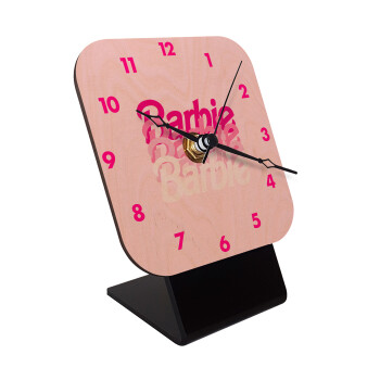 Barbie repeat, Quartz Table clock in natural wood (10cm)