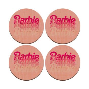Barbie repeat, ΣΕΤ x4 Σουβέρ ξύλινα στρογγυλά plywood (9cm)