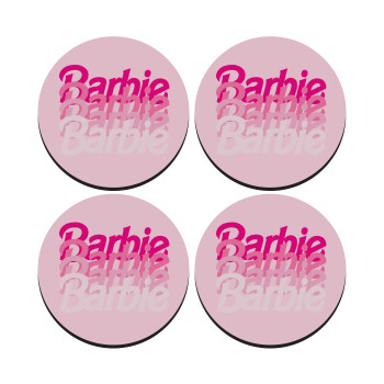 Barbie repeat, SET of 4 round wooden coasters (9cm)