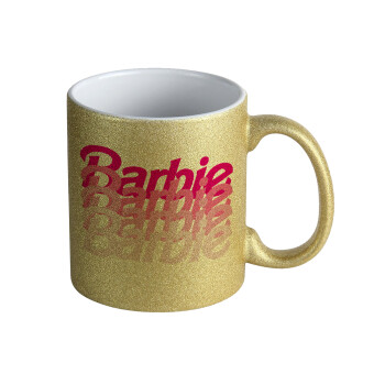 Barbie repeat, Κούπα Χρυσή Glitter που γυαλίζει, κεραμική, 330ml