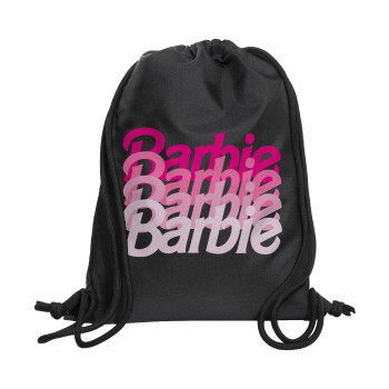Barbie repeat, Τσάντα πλάτης πουγκί GYMBAG Μαύρη, με τσέπη (40x48cm) & χονδρά κορδόνια