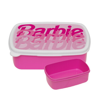 Barbie repeat, ΡΟΖ παιδικό δοχείο φαγητού (lunchbox) πλαστικό (BPA-FREE) Lunch Βox M18 x Π13 x Υ6cm