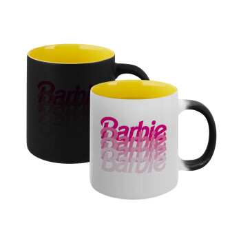 Barbie repeat, Κούπα Μαγική εσωτερικό κίτρινη, κεραμική 330ml που αλλάζει χρώμα με το ζεστό ρόφημα (1 τεμάχιο)