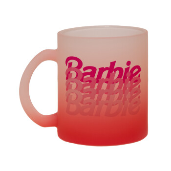 Barbie repeat, Κούπα γυάλινη δίχρωμη με βάση το κόκκινο ματ, 330ml