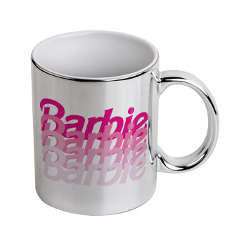 Barbie repeat, Κούπα κεραμική, ασημένια καθρέπτης, 330ml