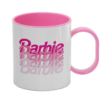 Barbie repeat, Κούπα (πλαστική) (BPA-FREE) Polymer Ροζ για παιδιά, 330ml