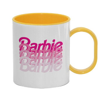 Barbie repeat, Κούπα (πλαστική) (BPA-FREE) Polymer Κίτρινη για παιδιά, 330ml