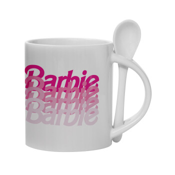 Barbie repeat, Ceramic coffee mug with Spoon, 330ml (1pcs)