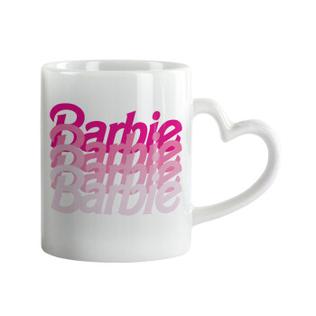 Barbie repeat, Κούπα καρδιά χερούλι λευκή, κεραμική, 330ml