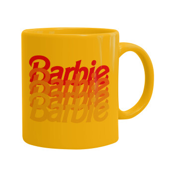 Barbie repeat, Ceramic coffee mug yellow, 330ml (1pcs)