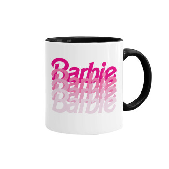 Barbie repeat, Κούπα χρωματιστή μαύρη, κεραμική, 330ml