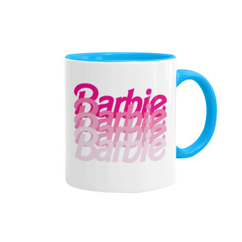 Barbie repeat, Mug colored light blue, ceramic, 330ml