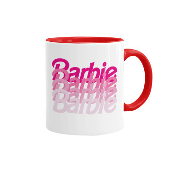 Barbie repeat, Κούπα χρωματιστή κόκκινη, κεραμική, 330ml