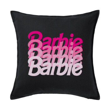 Barbie repeat, Μαξιλάρι καναπέ Μαύρο 100% βαμβάκι, περιέχεται το γέμισμα (50x50cm)