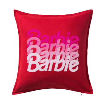 Barbie repeat, Μαξιλάρι καναπέ Κόκκινο 100% βαμβάκι, περιέχεται το γέμισμα (50x50cm)