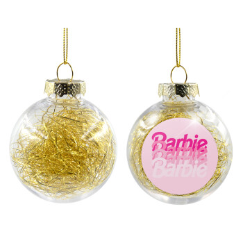 Barbie repeat, Χριστουγεννιάτικη μπάλα δένδρου διάφανη με χρυσό γέμισμα 8cm