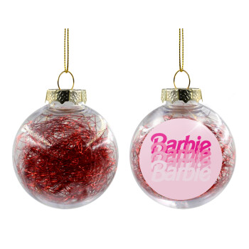 Barbie repeat, Χριστουγεννιάτικη μπάλα δένδρου διάφανη με κόκκινο γέμισμα 8cm