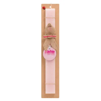 Barbie repeat, Easter Set, wooden keychain & scented flat Easter candle (30cm) (PINK)