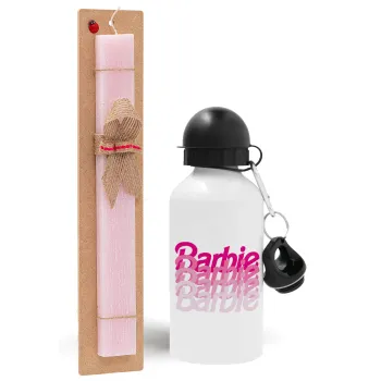Barbie repeat, Easter Set, metallic aluminum bottle (500ml) & aromatic flat Easter candle (30cm) (PINK)