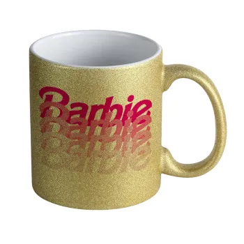 Barbie repeat, Κούπα Χρυσή Glitter που γυαλίζει, κεραμική, 330ml