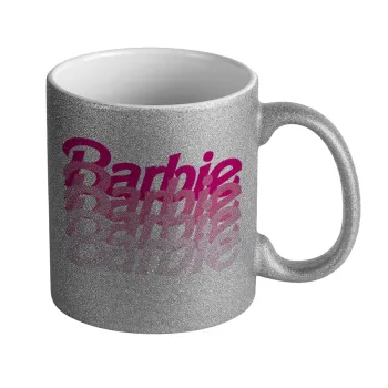 Barbie repeat, Κούπα Ασημένια Glitter που γυαλίζει, κεραμική, 330ml