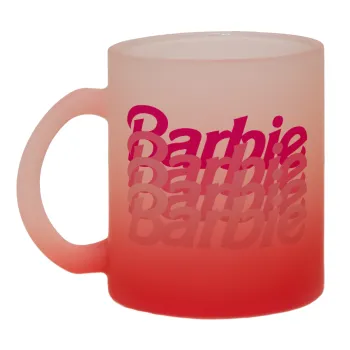 Barbie repeat, Κούπα γυάλινη δίχρωμη με βάση το κόκκινο ματ, 330ml