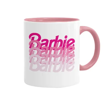 Barbie repeat, Κούπα χρωματιστή ροζ, κεραμική, 330ml