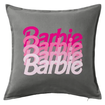 Barbie repeat, Μαξιλάρι καναπέ Γκρι 100% βαμβάκι, περιέχεται το γέμισμα (50x50cm)