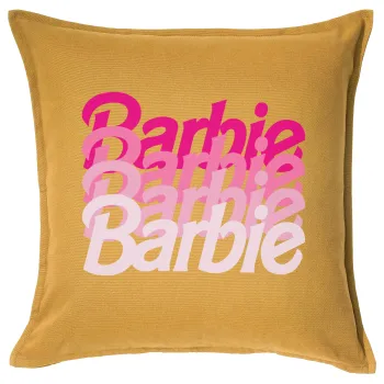 Barbie repeat, Μαξιλάρι καναπέ Κίτρινο 100% βαμβάκι, περιέχεται το γέμισμα (50x50cm)