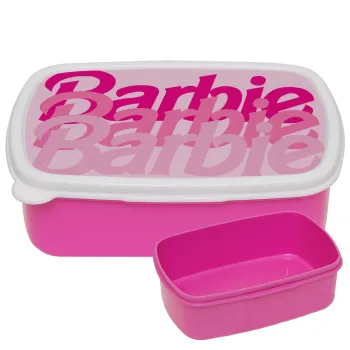 Barbie repeat, ΡΟΖ παιδικό δοχείο φαγητού (lunchbox) πλαστικό (BPA-FREE) Lunch Βox M18 x Π13 x Υ6cm