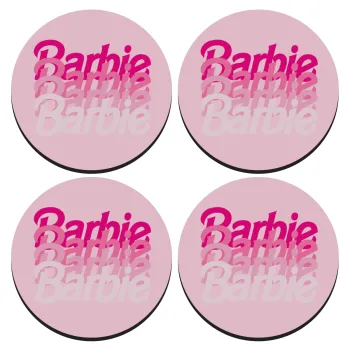 Barbie repeat, ΣΕΤ 4 Σουβέρ ξύλινα στρογγυλά (9cm)