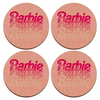 Barbie repeat, ΣΕΤ x4 Σουβέρ ξύλινα στρογγυλά plywood (9cm)