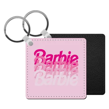 Barbie repeat, Μπρελόκ Δερματίνη, τετράγωνο ΜΑΥΡΟ (5x5cm)