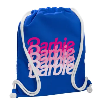 Barbie repeat, Τσάντα πλάτης πουγκί GYMBAG Μπλε, με τσέπη (40x48cm) & χονδρά κορδόνια