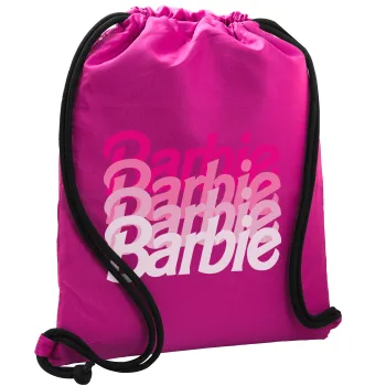 Barbie repeat, Backpack pouch GYMBAG Fuchsia, with pocket (40x48cm) & thick cords