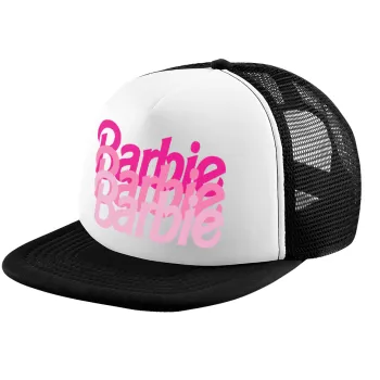 Barbie repeat, Child's Soft Trucker Hat with BLACK/WHITE Mesh (POLYESTER, CHILD, ONE SIZE)