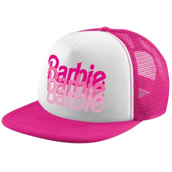 Barbie repeat, Καπέλο παιδικό Soft Trucker με Δίχτυ ΡΟΖ/ΛΕΥΚΟ (POLYESTER, ΠΑΙΔΙΚΟ, ONE SIZE)