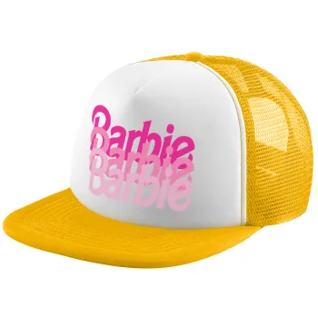 Barbie repeat, Καπέλο Ενηλίκων Soft Trucker με Δίχτυ Κίτρινο/White (POLYESTER, ΕΝΗΛΙΚΩΝ, UNISEX, ONE SIZE)