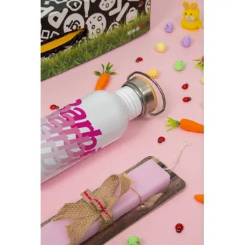 Barbie repeat, Easter Set, SS Metallic water bottle (620ml, stainless steel) & scented flat Easter candle (30cm) (PINK)