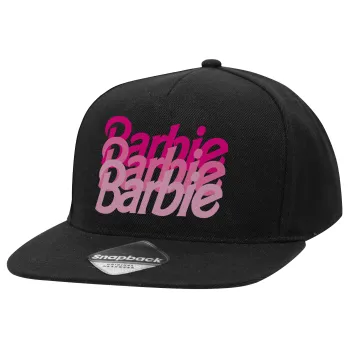 Barbie repeat, Καπέλο Ενηλίκων Flat Snapback Μαύρο, (100% ΒΑΜΒΑΚΕΡΟ TWILL, ΕΝΗΛΙΚΩΝ, UNISEX, ONE SIZE)