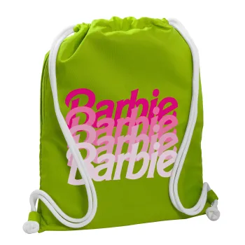 Barbie repeat, Backpack bag GYMBAG LIME GREEN, with pocket (40x48cm) & thick cords