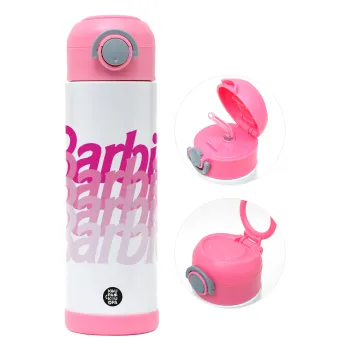 Barbie repeat, Παιδικό παγούρι θερμό, ανοξείδωτο, με καλαμάκι ασφαλείας, ΡΟΖ (500ml)
