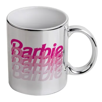 Barbie repeat, Κούπα κεραμική, ασημένια καθρέπτης, 330ml