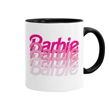Barbie repeat, Κούπα χρωματιστή μαύρη, κεραμική, 330ml
