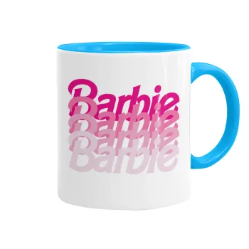 Barbie repeat, Mug colored light blue, ceramic, 330ml