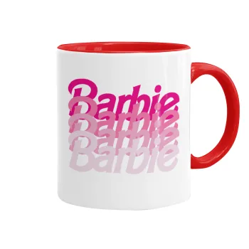 Barbie repeat, Κούπα χρωματιστή κόκκινη, κεραμική, 330ml