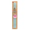 Easter Set, wooden keychain & aromatic flat Easter candle (30cm) (TURQUOISE)
