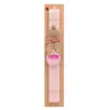 Easter Set, wooden keychain & scented flat Easter candle (30cm) (PINK)